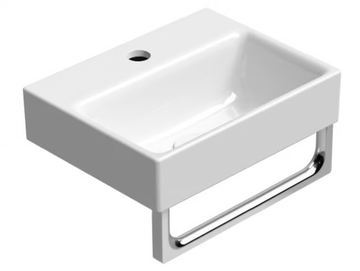 NUBES 36X28 - Rectangular wall-mounted ceramic washbasin with overflow by GSI ceramica - view 2